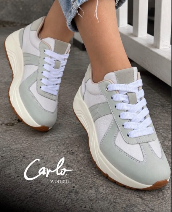 Carlo Women Gris con Blanco
